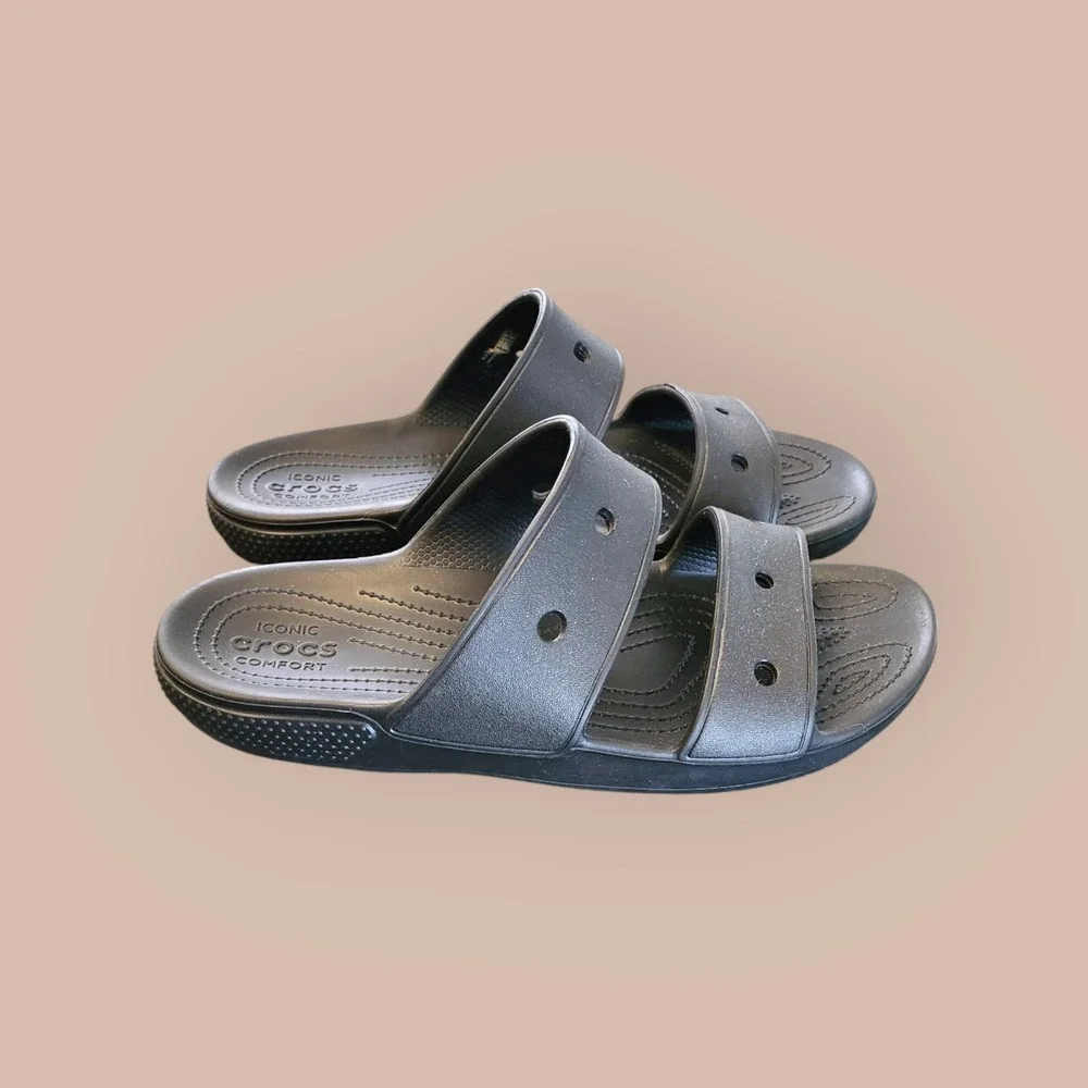 Crocs Classic Sandal Black for Men Women 2‎ Strap Slip On Men 10/Women 12 Unisex